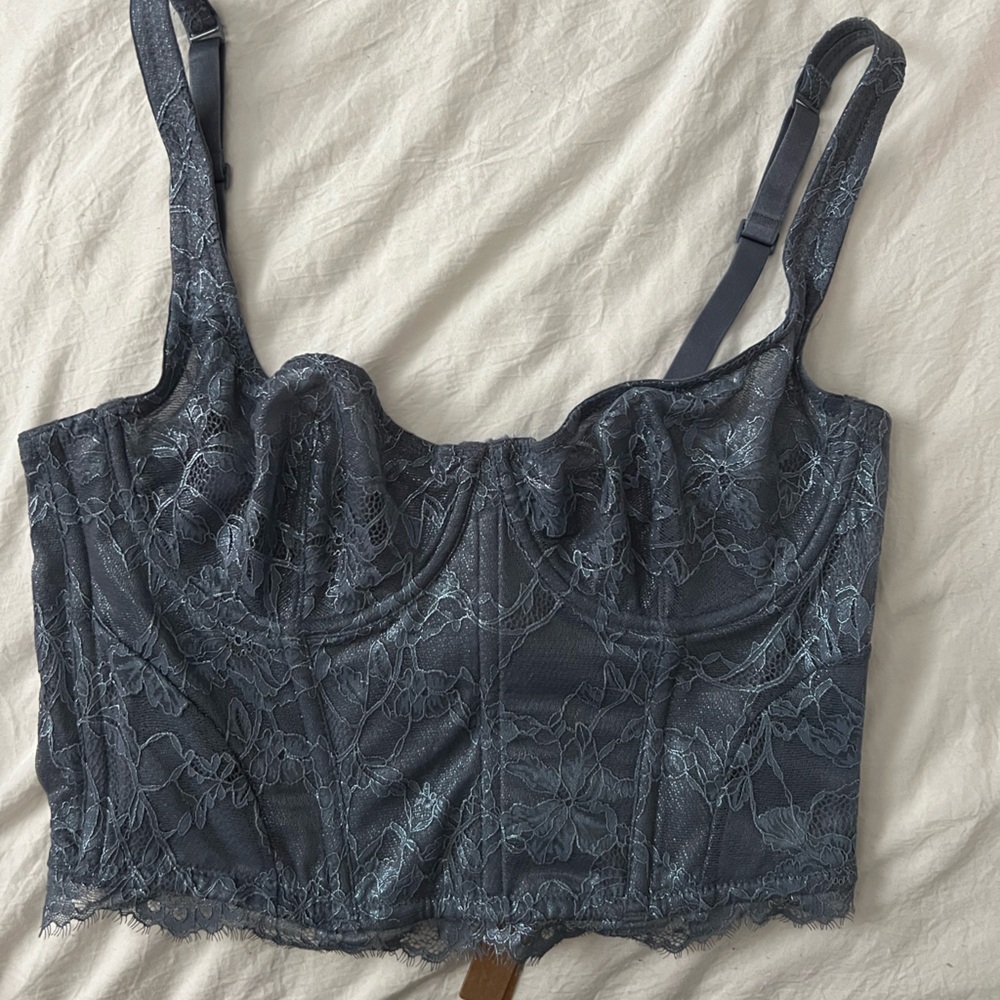 SKIMS Lace Bustier in Charcoal Gray